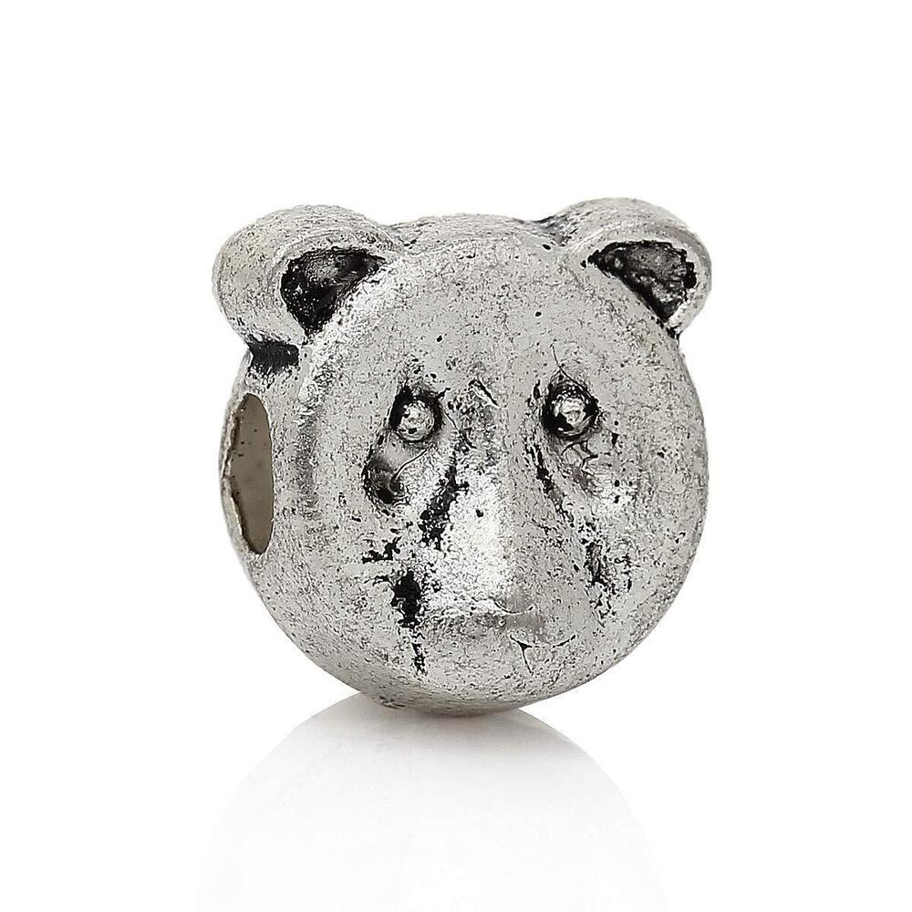 1235 10pc Antiqued Silver Alloy Bear Head Charms Pendants 13 x13mm4/8" x